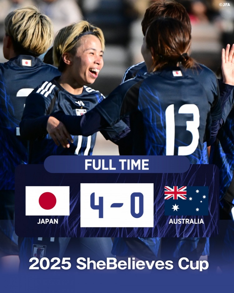  熱身賽日本女足4-0澳大利亞女足，田中美南2射1傳&長谷川唯任隊長