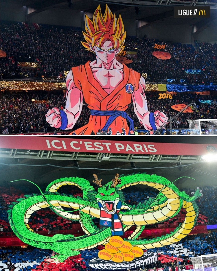  逝世一周年，法甲官推曬昔日巴黎主場龍珠TIFO：鳥山明經(jīng)典永存