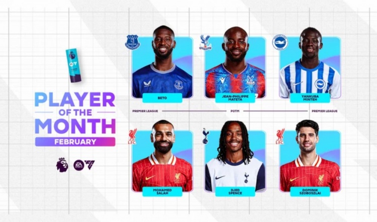  英超2月最佳候選：貝托、馬特塔、明特、薩拉赫、斯賓塞、索博