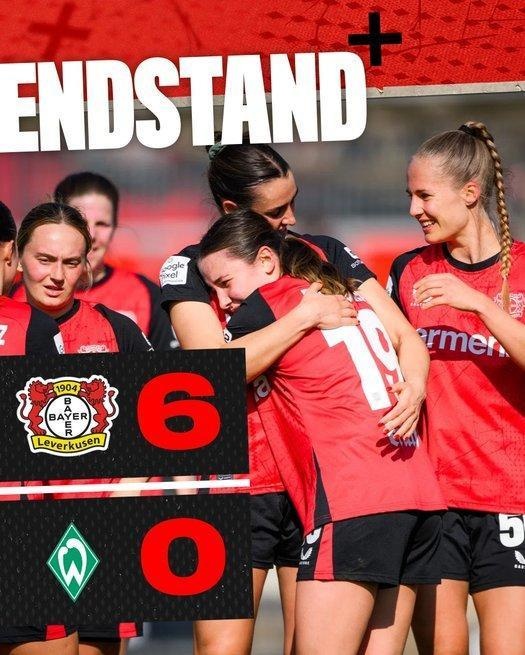  勒沃庫森女足6-0云達(dá)不來梅女足，沈夢露首發(fā)出場59分鐘