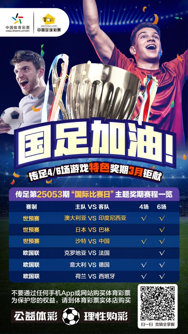  國(guó)足加油！傳足特色獎(jiǎng)期第25053期聚焦國(guó)際比賽日