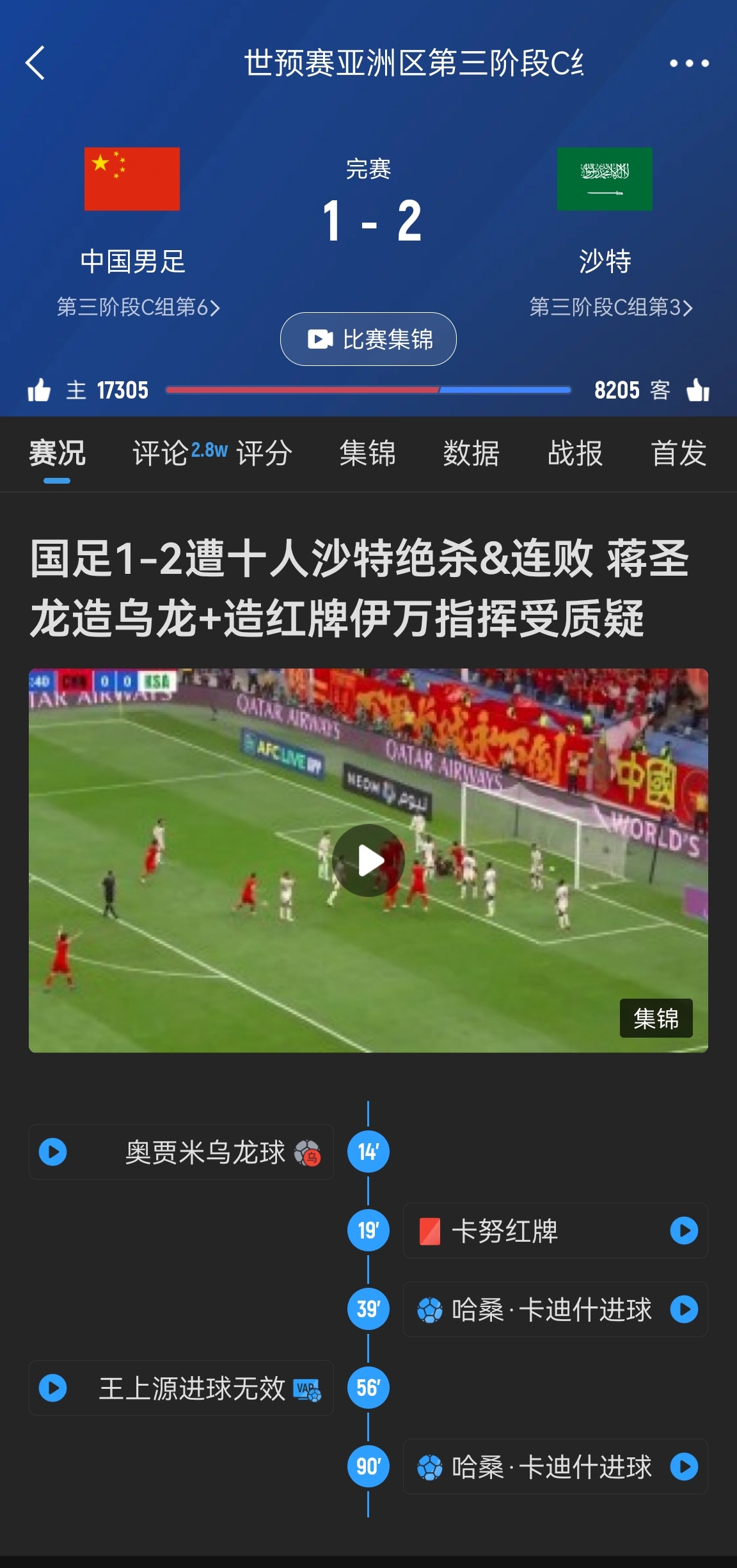  今天什么劇本？首戰(zhàn)沙特也是半場紅牌+蔣光太傷退，最后國足被翻