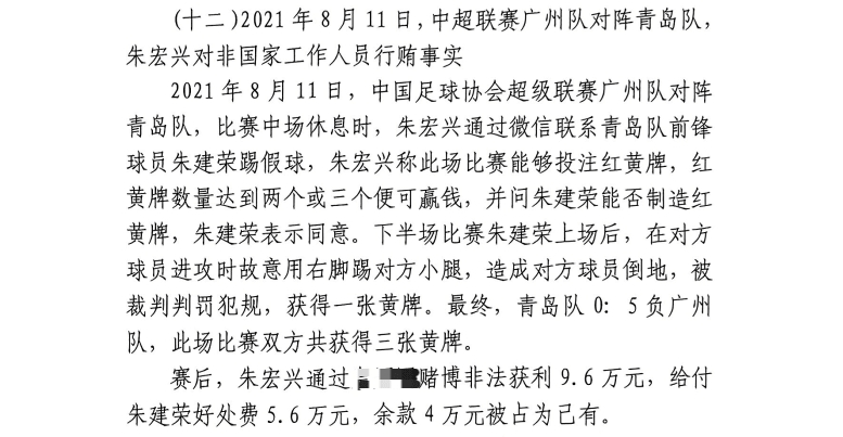  網(wǎng)傳判決書：青島球員朱建榮故意踢對(duì)方小腿，染黃收5.6萬好處費(fèi)