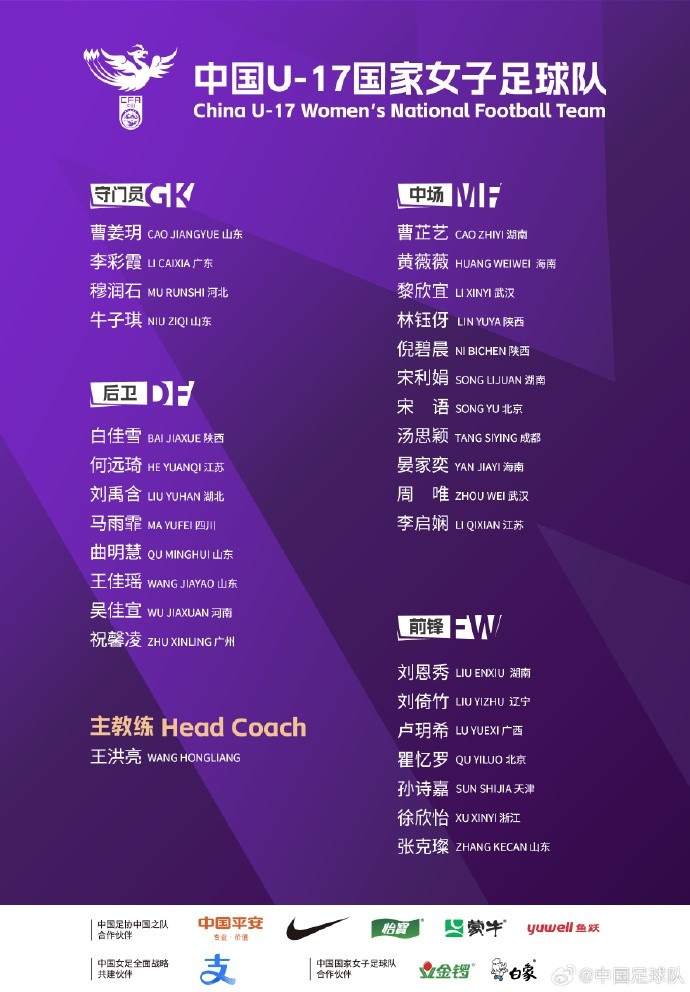  U17女足30人將在蘇州集訓備戰(zhàn)世界杯，姜寧、朱挺擔任訓練員