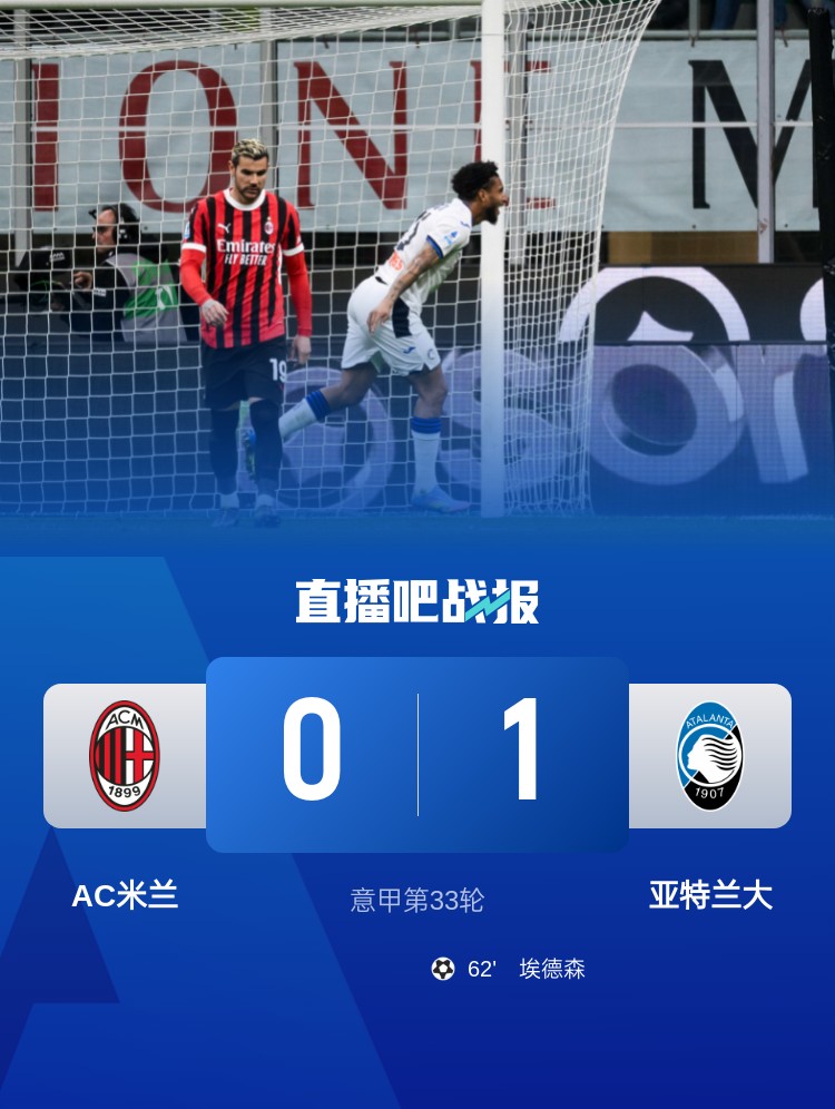  米蘭雙雄本輪均0-1輸球，周中意杯半決賽次回合再對決