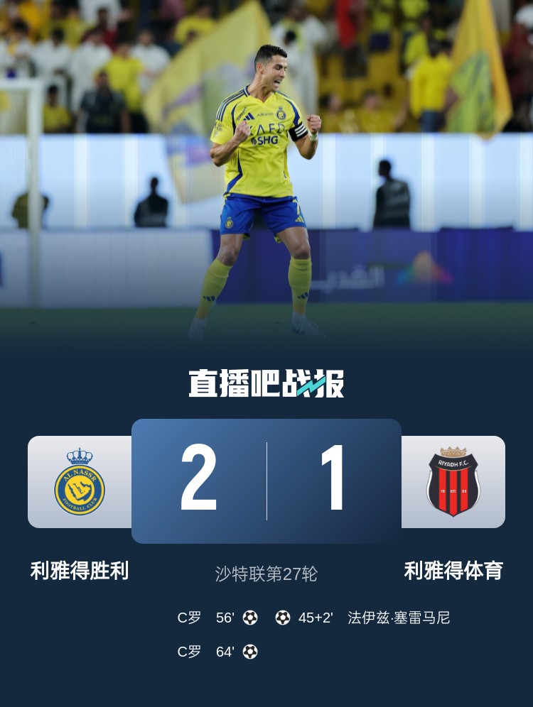  利雅得勝利達成沙特職業(yè)聯(lián)賽900球里程碑，僅少于新月